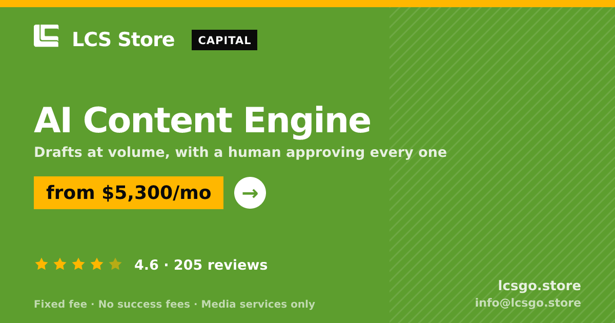 AI Content Engine — from $5,300/mo, rated 4.6/5 across 205 reviews. LCS Store.