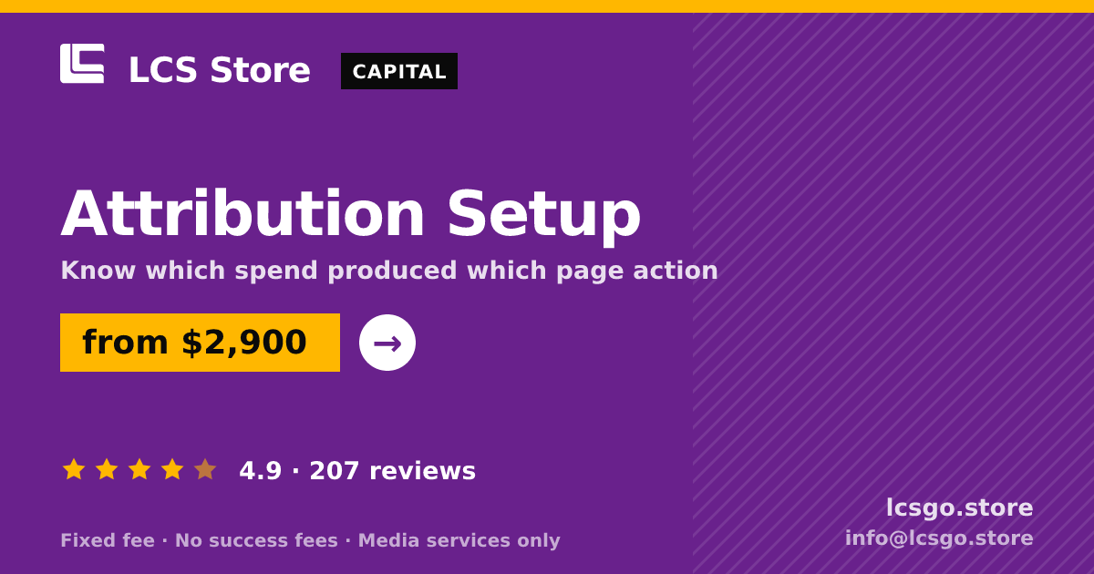 Attribution Setup — from $2,900, rated 4.9/5 across 207 reviews. LCS Store.