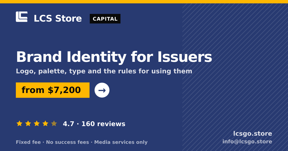 Brand Identity for Issuers — from $7,200, rated 4.7/5 across 160 reviews. LCS Store.