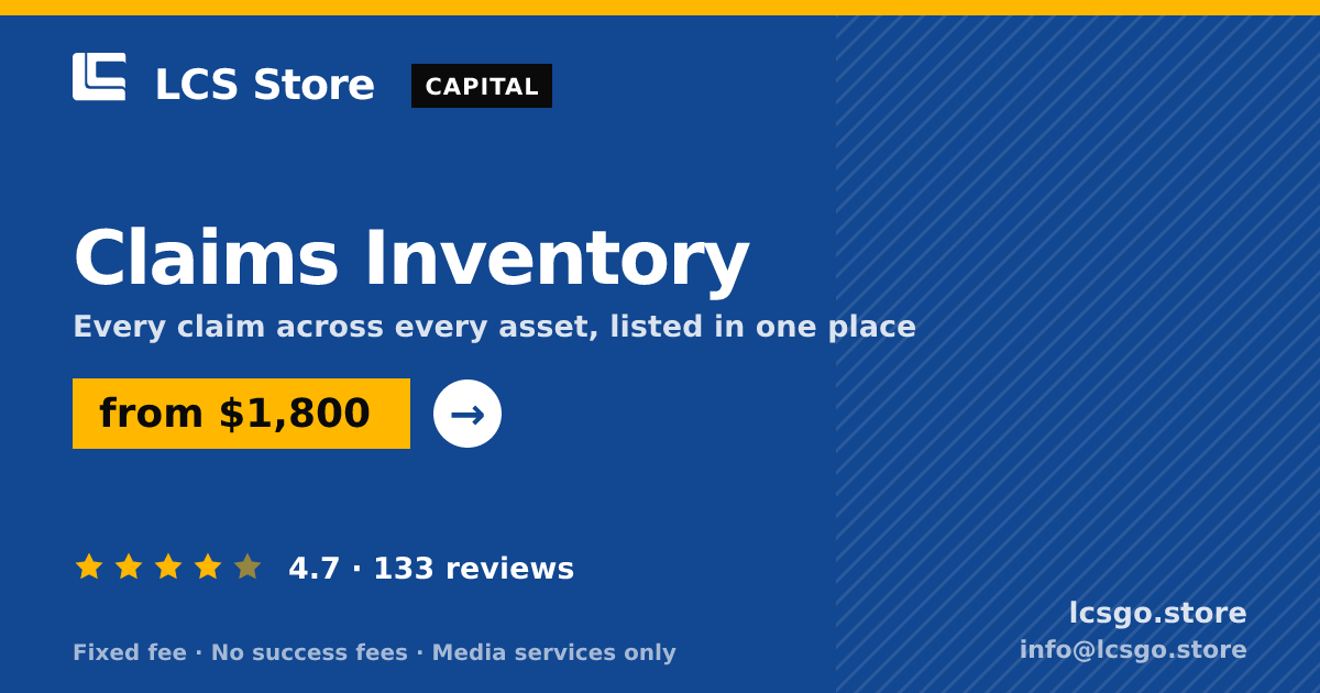 Claims Inventory — from $1,800, rated 4.7/5 across 133 reviews. LCS Store.