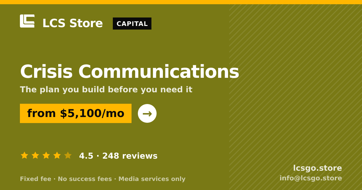 Crisis Communications — from $5,100/mo, rated 4.5/5 across 248 reviews. LCS Store.