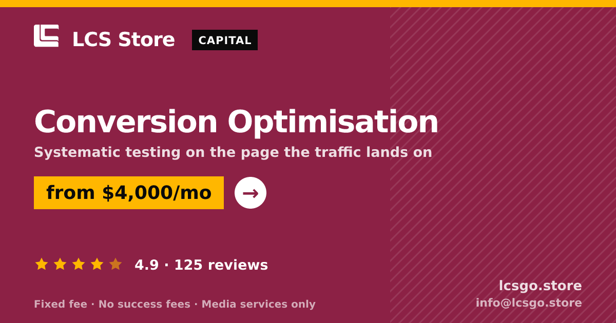 Conversion Optimisation — from $4,000/mo, rated 4.9/5 across 125 reviews. LCS Store.