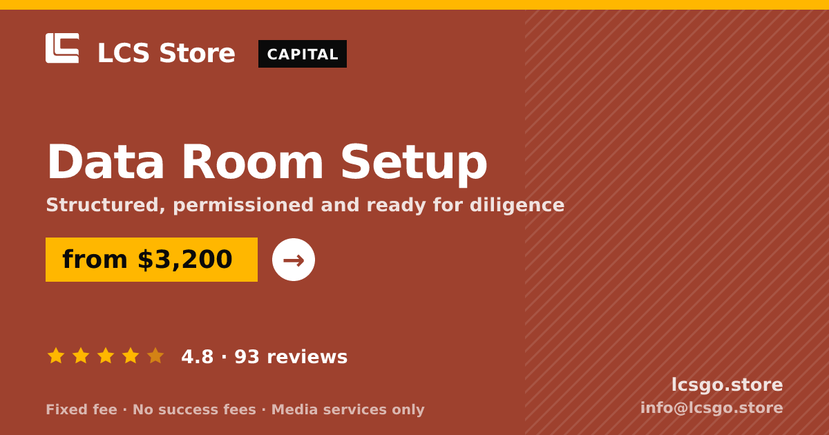 Data Room Setup — from $3,200, rated 4.8/5 across 93 reviews. LCS Store.