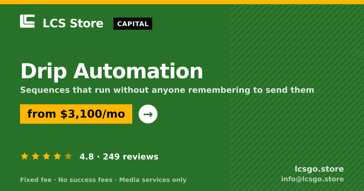 Drip Automation — from $3,100/mo, rated 4.8/5 across 249 reviews. LCS Store.
