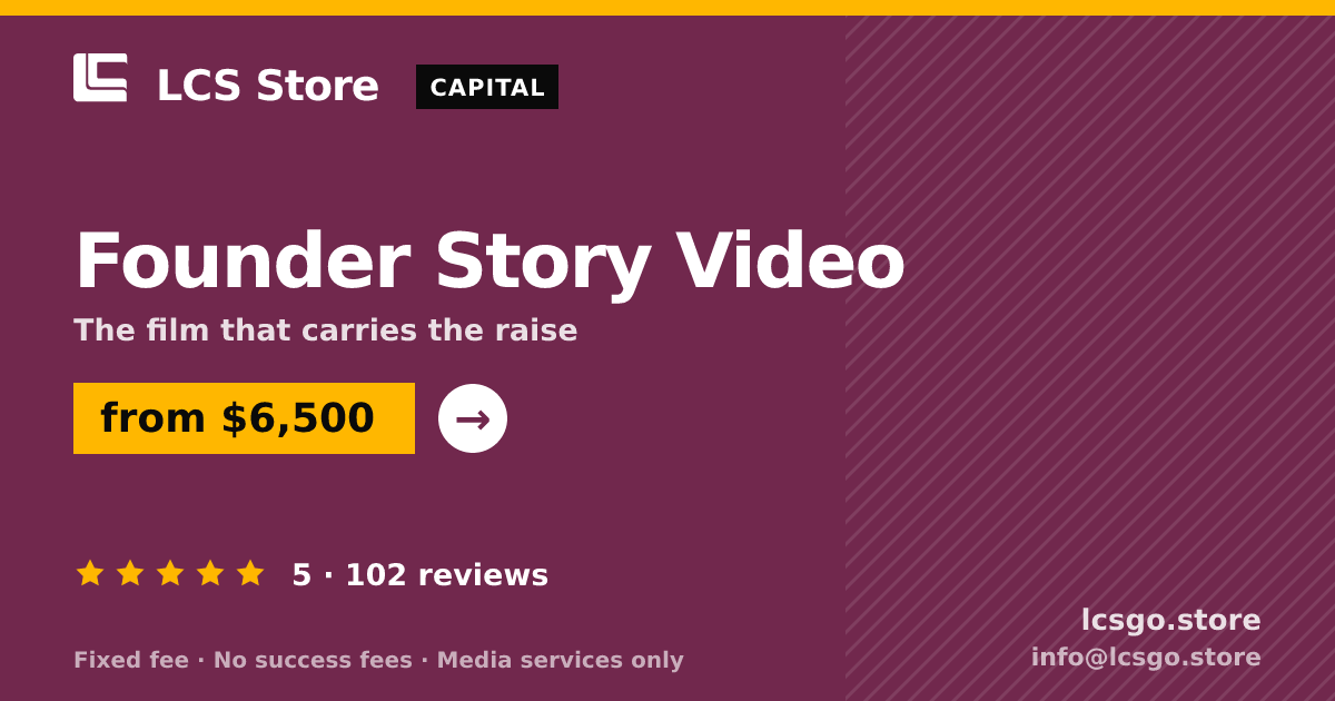 Founder Story Video — from $6,500, rated 5/5 across 102 reviews. LCS Store.