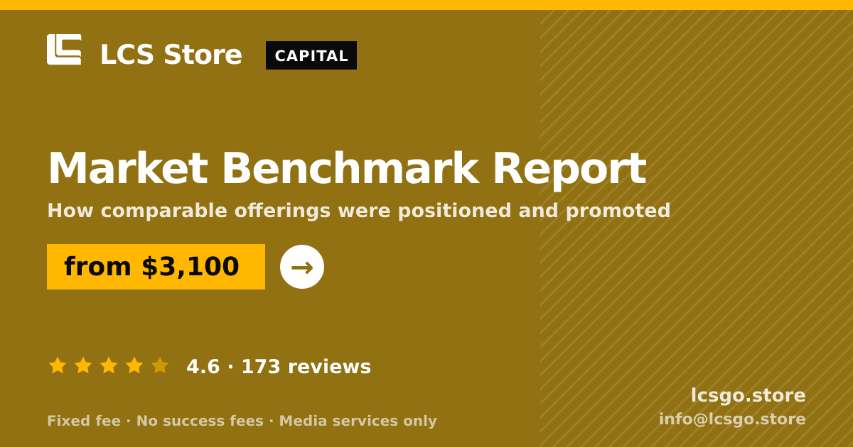 Market Benchmark Report — from $3,100, rated 4.6/5 across 173 reviews. LCS Store.