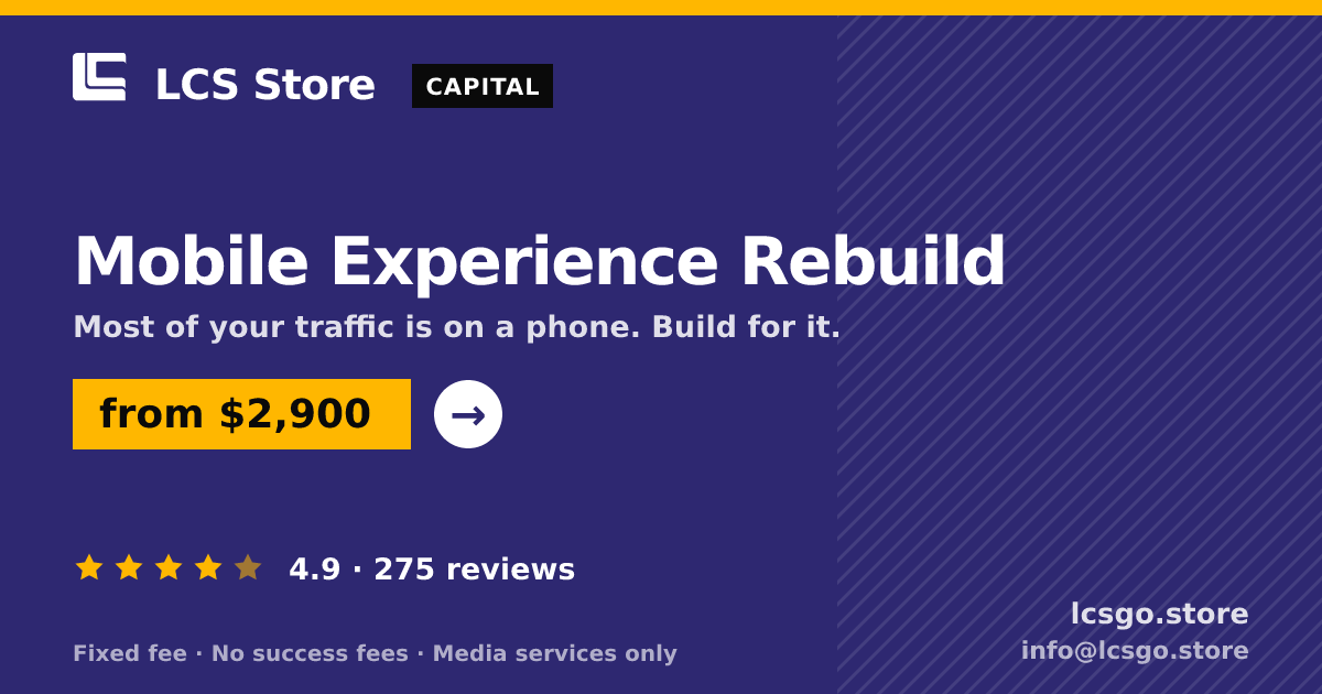 Mobile Experience Rebuild — from $2,900, rated 4.9/5 across 275 reviews. LCS Store.