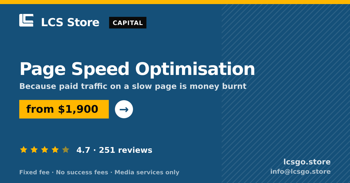 Page Speed Optimisation — from $1,900, rated 4.7/5 across 251 reviews. LCS Store.