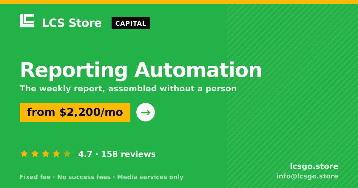 Reporting Automation — from $2,200/mo, rated 4.7/5 across 158 reviews. LCS Store.