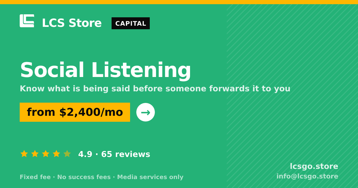 Social Listening — from $2,400/mo, rated 4.9/5 across 65 reviews. LCS Store.