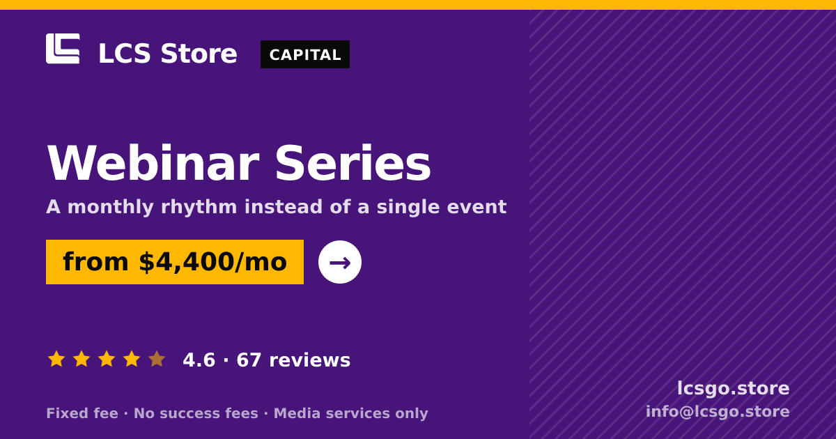 Webinar Series — from $4,400/mo, rated 4.6/5 across 67 reviews. LCS Store.
